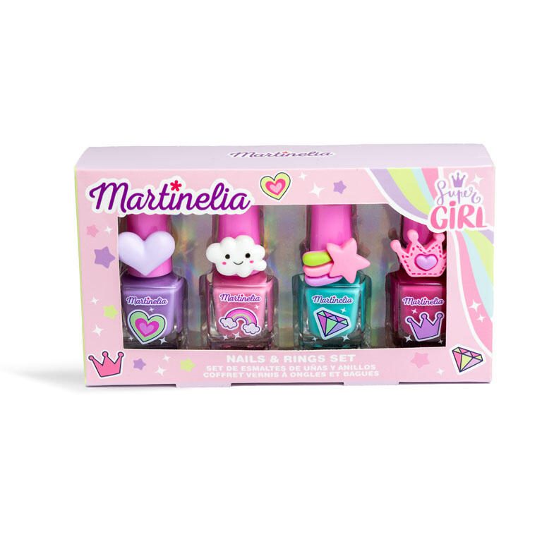 Комплект лак за нокти, Martinelia, 4 цвята с пръстени Комплект лак за нокти, Martinelia, 4 цвята с пръстени