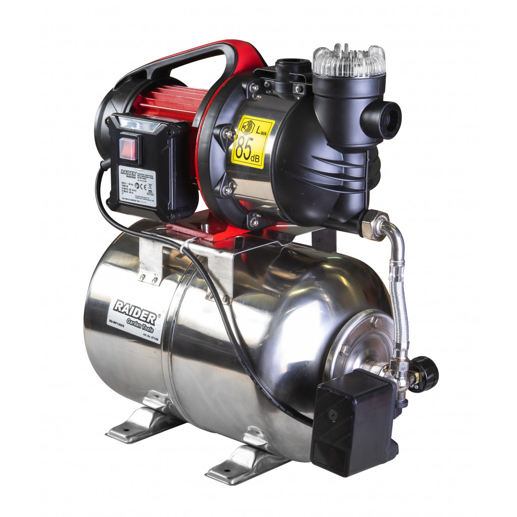 Хидрофор 1300W 1" max 80L/min 3bar 48m Inox+ RAIDER RD-WP1300S Хидрофор 1300W 1" max 80L/min 3bar 48m Inox+ RAIDER RD-WP1300S