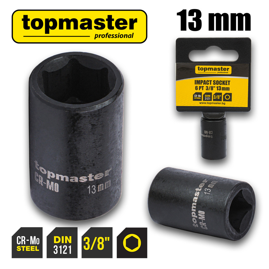Вложка ударна 6 стенна 3/8"х13mm TMP Вложка ударна 6 стенна 3/8"х13mm TMP
