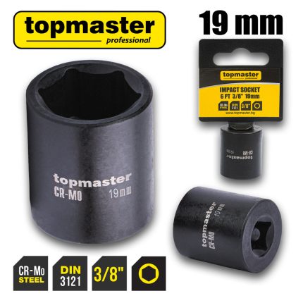 Вложка ударна 6 стенна 3/8"х19mm TMP